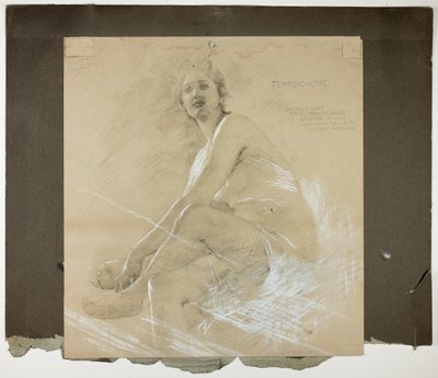 Terpsichore (recto), et Figure féminine dansante (verso), Études murales pour le plafond du salon, Résidence de Collis P. Huntington, maintenant Yale University Art Gallery - Edwin Howland Blashfield