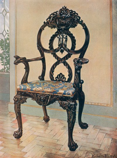 Chaise du président sculptée - début Chippendale - Edwin John Foley