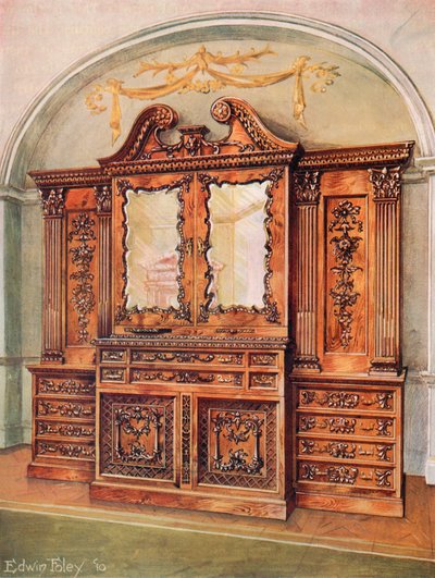 Bibliothèque en acajou sculpté fermée - Style de Chippendale - Influence française - Edwin John Foley