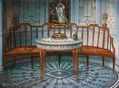 Canapé en satinwood sculpté. Table peinte et dorée - Edwin John Foley