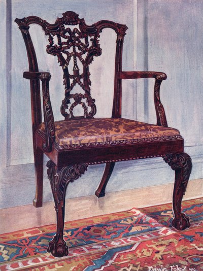 Fauteuil en acajou - Style Chippendale - Edwin John Foley