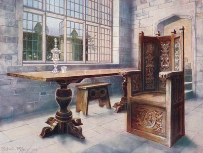 Table à tréteaux en chêne. Chaise de 
