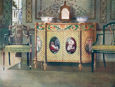 Commode et chaises peintes - Edwin John Foley