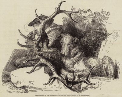 Chasse au cerf dans les Highlands, surveillant le corps - Edwin Landseer