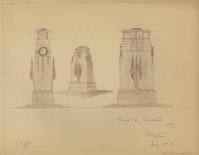 Esquisse n° 1 pour le Cénotaphe, Whitehall, Westminster, Londres - Edwin Landseer Lutyens