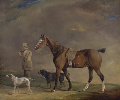 Un chasseur avec poney de chasse et chiens de chasse - Edwin W. Cooper