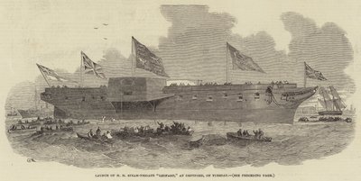 Lancement de la frégate à vapeur HM Leopard, à Deptford, mardi - Edwin Weedon