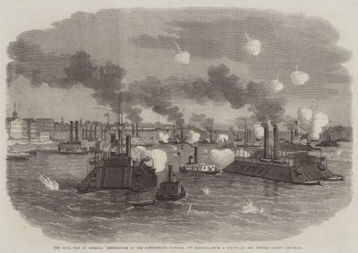 La guerre civile en Amérique, destruction de la flottille confédérée au large de Memphis - Edwin Weedon