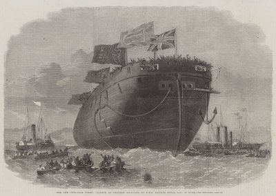 La nouvelle flotte blindée, lancement au chantier naval de Chatham du HMS Frigate Royal Oak, 50 canons - Edwin Weedon