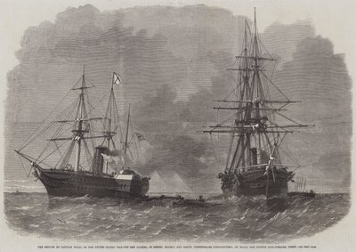 La saisie par le capitaine Wilks, du navire de guerre américain San Jacinto, de Messieurs Slidell et Mason, commissaires confédérés, à bord du paquebot britannique Trent - Edwin Weedon