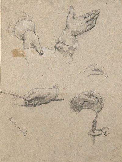 Étude de mains, esquisse pour la Signature du Pacte dans la cabine du Mayflower - Edwin White