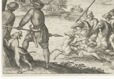 Paysage fluvial avec chasse au cerf - Egbert Jansz.