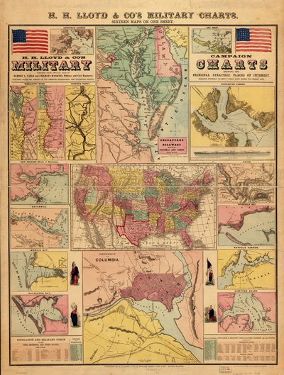 Cartes militaires de campagne de H. H. Lloyd & Co. montrant les principaux lieux stratégiques d