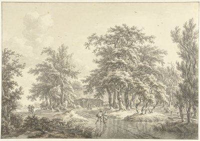Paysage boisé avec quelques groupes de figures - Egbert van Drielst