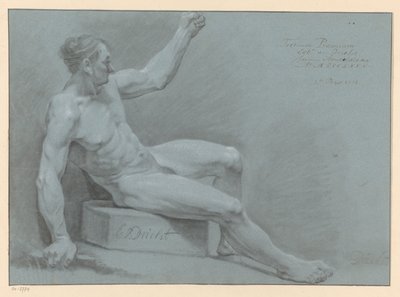 Nu masculin assis, vu de côté (3e prix 1775) - Egbert van Drielst