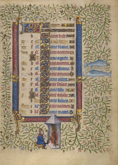 Page du calendrier pour le mois de février ; Keeping Warm : Poissons - Egerton Master