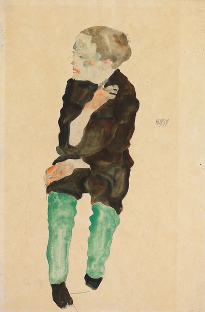 Garçon avec des bas verts, 1911 - Egon Schiele
