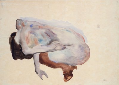 Nu accroupi en chaussures et bas noirs, vue de dos, 1912 - Egon Schiele