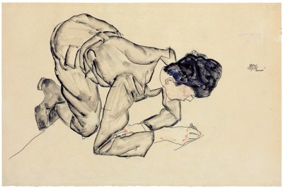 Erich Lederer dessinant sur le sol, 1912 - Egon Schiele