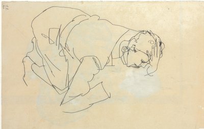 Erich Lederer de profil, main à la tête, 1912 - Egon Schiele