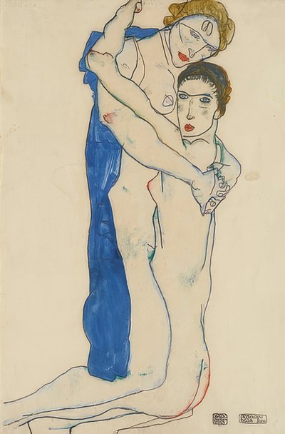 Amie, rose-bleu - Egon Schiele