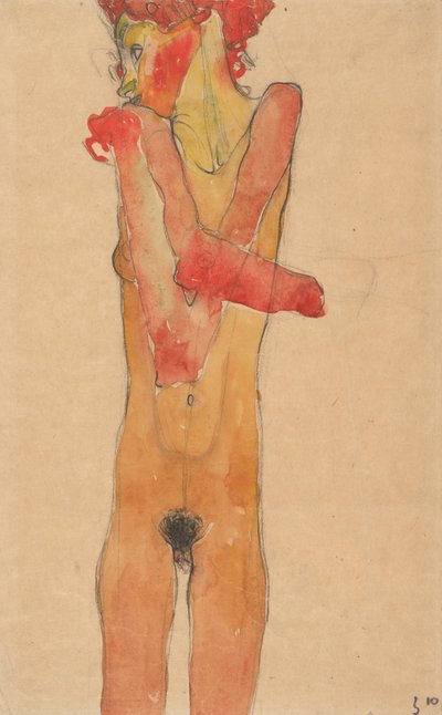 Fille nue aux bras croisés, 1910 - Egon Schiele