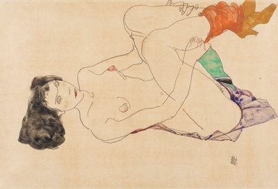 Femme nue allongée avec les jambes repliées, 1913 - Egon Schiele