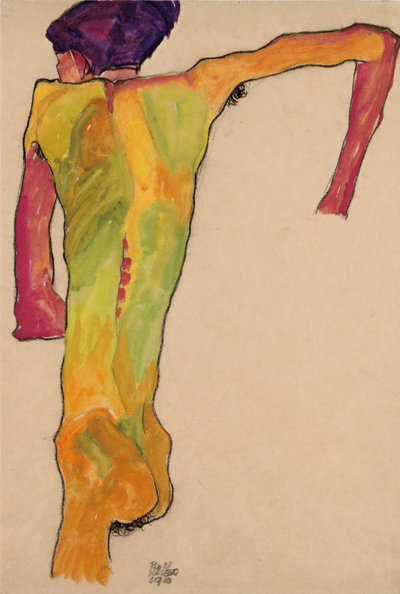 Nu masculin se soutenant - Egon Schiele