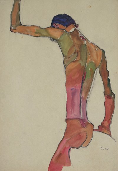 Nu masculin avec bras levé - Egon Schiele
