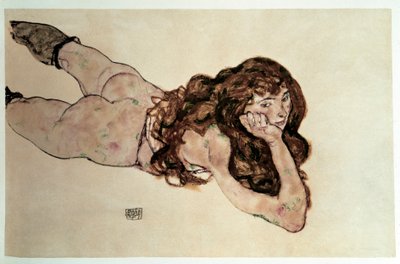Femme nue au ventre plat. Dessin par Egon Schiele - Egon Schiele