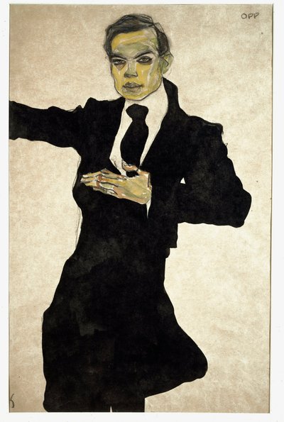 Portrait de Max Oppenheimer (1885-1954), peintre allemand, Dessin par Egon Schiele (1890-1918) - Egon Schiele