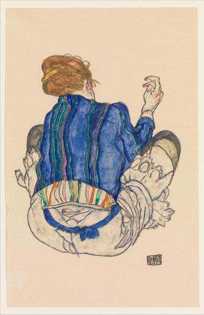 Femme assise, vue de dos, 1917 - Egon Schiele