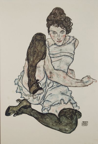 Femme assise avec les jambes repliées, 1917 - Egon Schiele