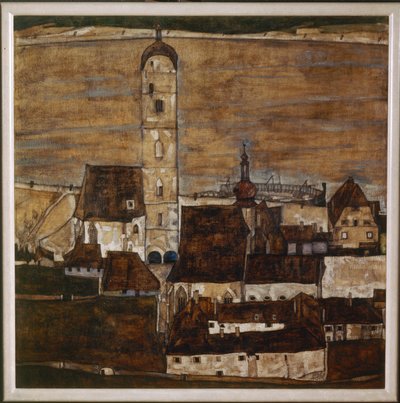 Stadt Stein II (peinture sur toile) - Egon Schiele