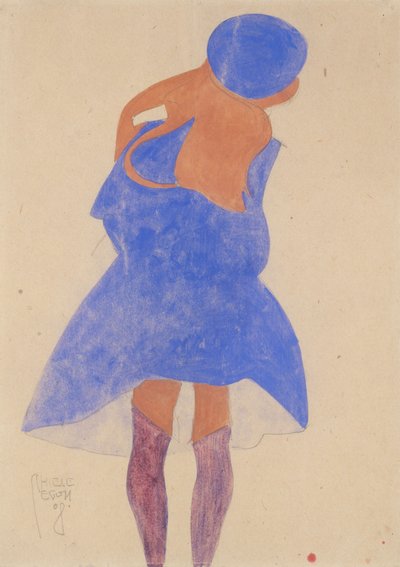 Fille debout, vue de dos, 1908 - Egon Schiele