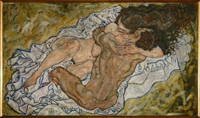 Umarmung (huile sur toile) - Egon Schiele