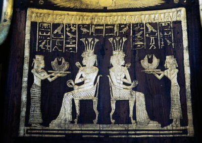 Dossier de chaise représentant la princesse Sitamon, tombe de Yuya, Vallée des Rois, Égypte, civilisation égyptienne, Nouvel Empire, XVIIIe dynastie - Egyptian 18th Dynasty