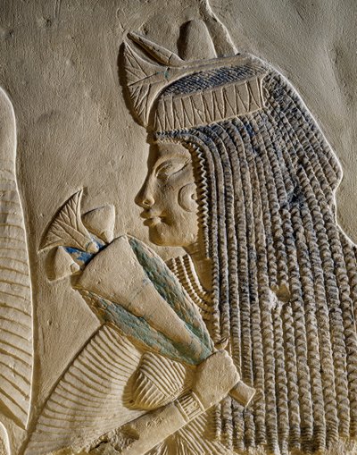 Dejat, détail du bas-relief peint représentant Imenmes et Dejat, parents du général Imeneminet, de la tombe à Memphis, Civilisation égyptienne, Nouvel Empire, XVIIIe dynastie - Egyptian 18th Dynasty