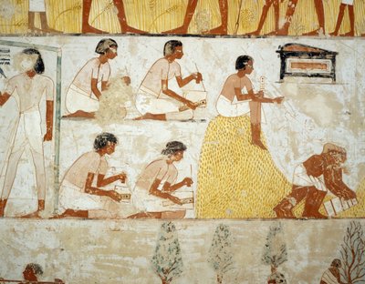 Récolte, battage et vannage du grain (détail) - Egyptian 18th Dynasty