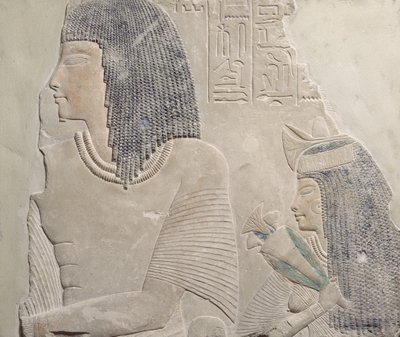 Relief représentant Imenmes et Dejat, les parents du général Imeneminet, d