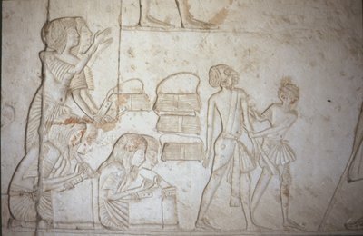 Relief représentant des scribes au travail, de la tombe de Horemheb (c.1323-1295 av. J.-C.) Nouvel Empire - Egyptian 18th Dynasty