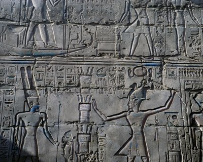 La reine Hatchepsout devant le dieu Amon, détail des scènes d