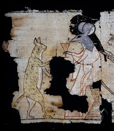 Papyrus représentant une scène satirique, vers 1100 av. J.-C., datant du règne de Ramsès IX, détail, civilisation égyptienne, Nouvel Empire, XXe dynastie - Egyptian 20th Dynasty