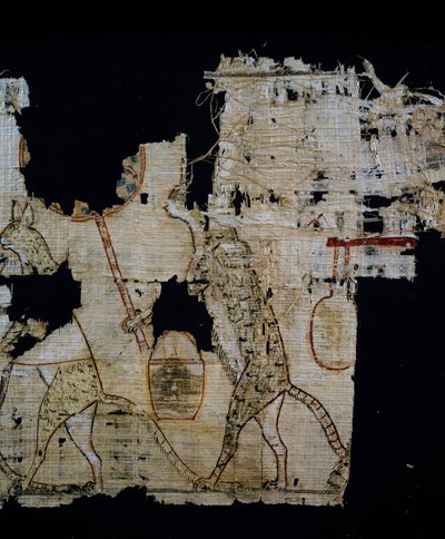 Papyrus représentant une scène satirique, vers 1100 av. J.-C., datant du règne de Ramsès IX, Détail, Civilisation égyptienne, Nouvel Empire, XXe dynastie - Egyptian 20th Dynasty