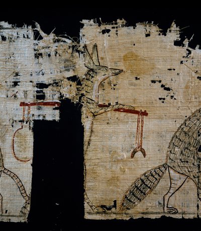 Papyrus représentant une scène satirique, vers 1100 av. J.-C., datant du règne de Ramsès IX, Détail, Civilisation égyptienne, Nouvel Empire, XXe dynastie - Egyptian 20th Dynasty