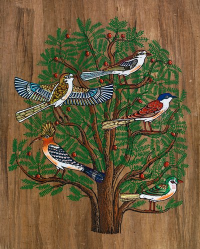 Art égyptien, Papyrus égyptien : Oiseaux sur un arbre, Coll, Part - Egyptian Egyptian
