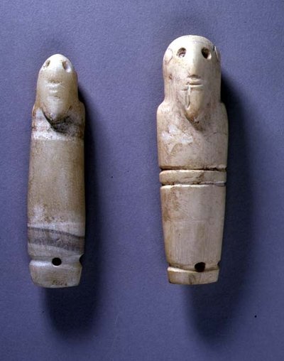 Étiquettes avec têtes masculines barbu (ivoire) - Egyptian Egyptian