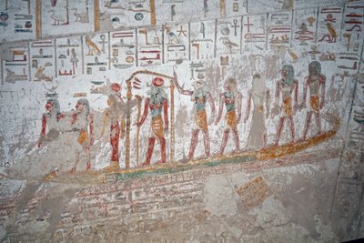 Tombe de Ramsès IX, Hiéroglyphe du dieu Ra sur le bateau, Louxor - Egyptian Egyptian