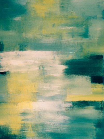Abstrait apaisant : bleu sarcelle et jaune - Ejaaz Haniff