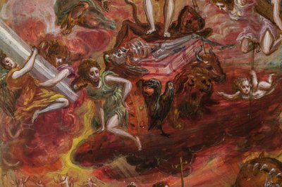 Autel portatif : panneau central représentant une allégorie du Chevalier chrétien (détail) - El Greco